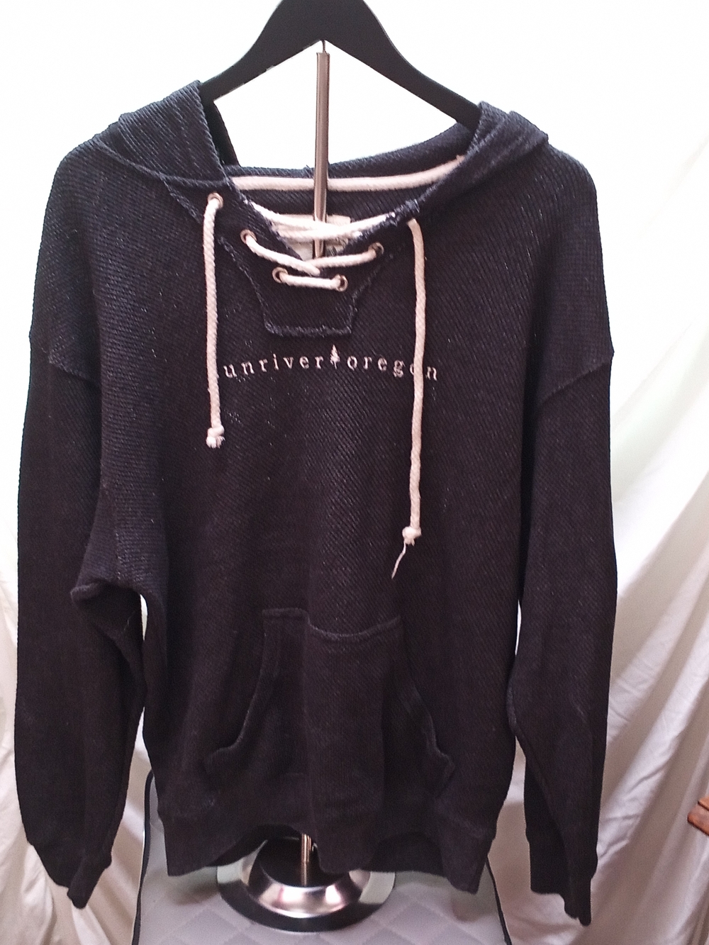 Sunriver†oregon Grey Lace-Up Hooded Pullover